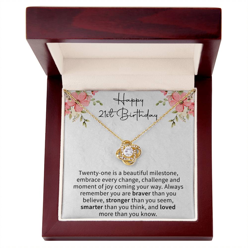 Happy 21st Birthday Love Knot Necklace - Gifts for 21st Birthday - Beauty Belliss
